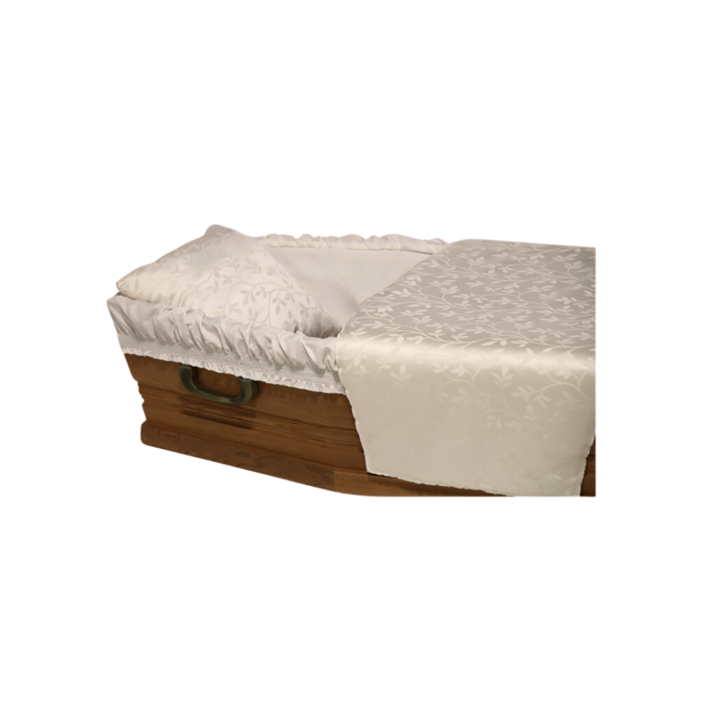 Intérieur de cercueil en satin blanc élégant.